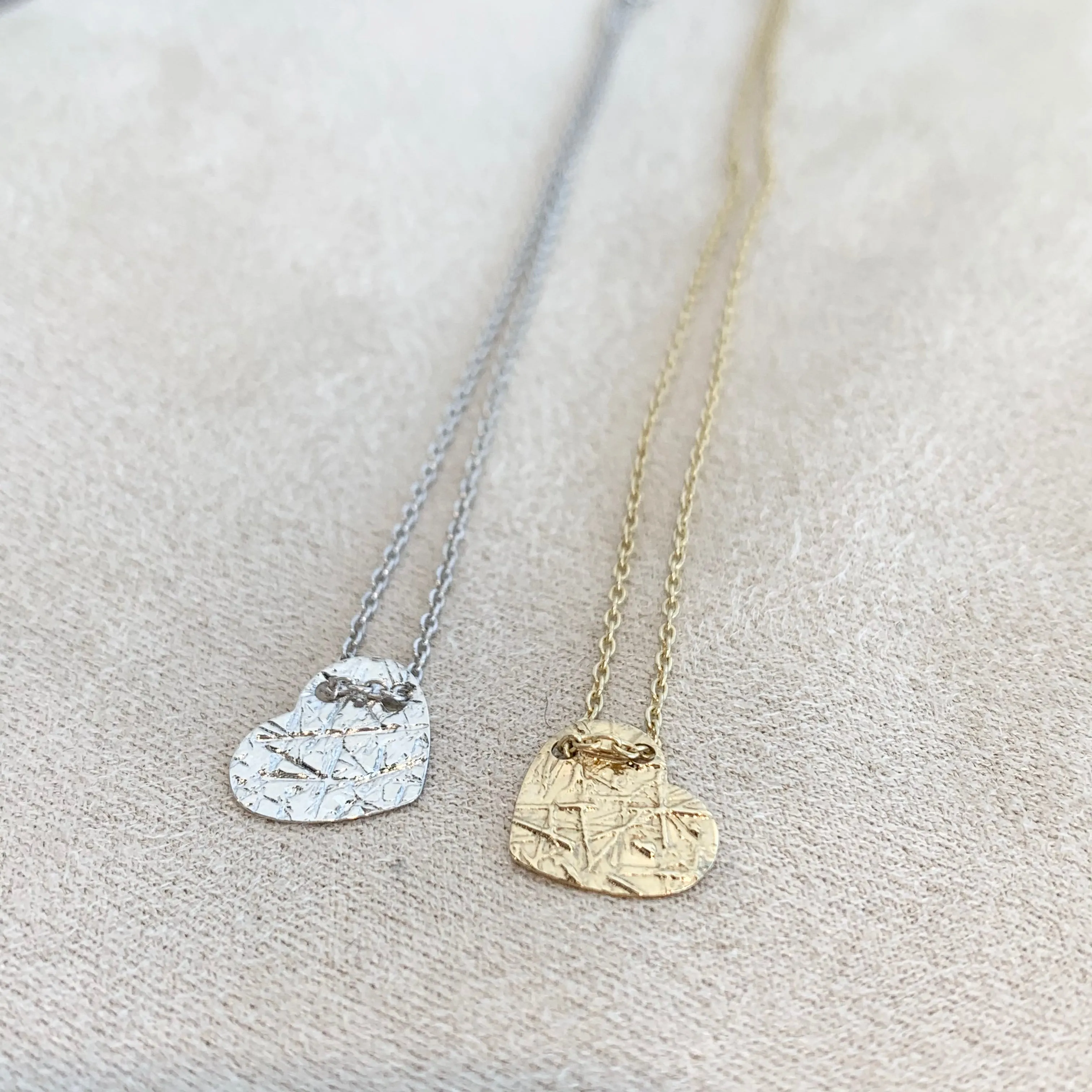 Flat Slanted Heart Necklace in 10K Gold