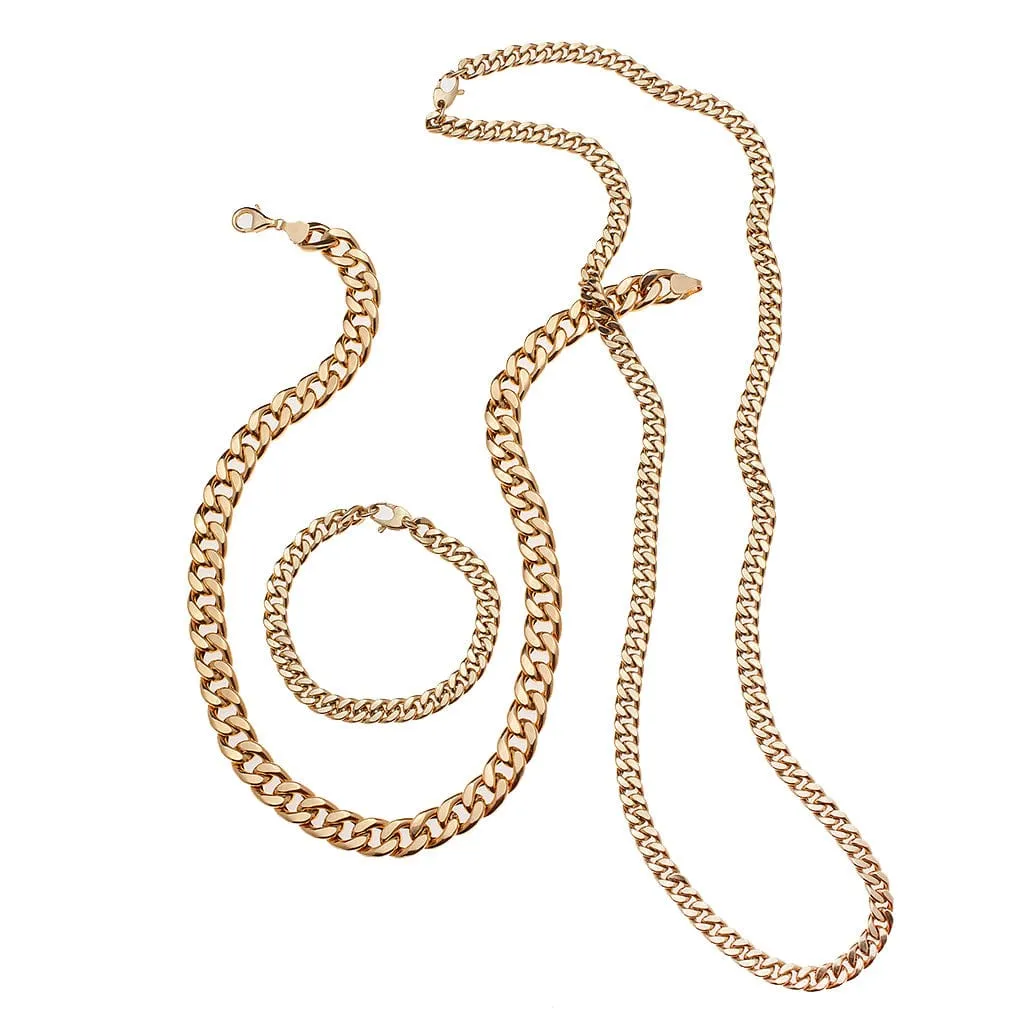 14K Gold Flat Cuban Link Necklace 6.5mm