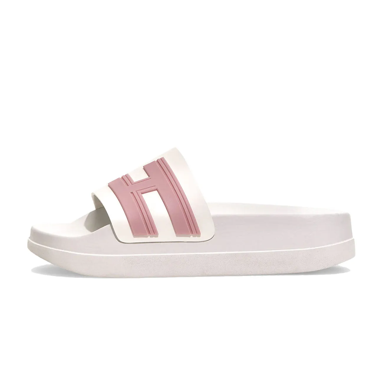 3R Women's White Pink Recycled Rubber Slides