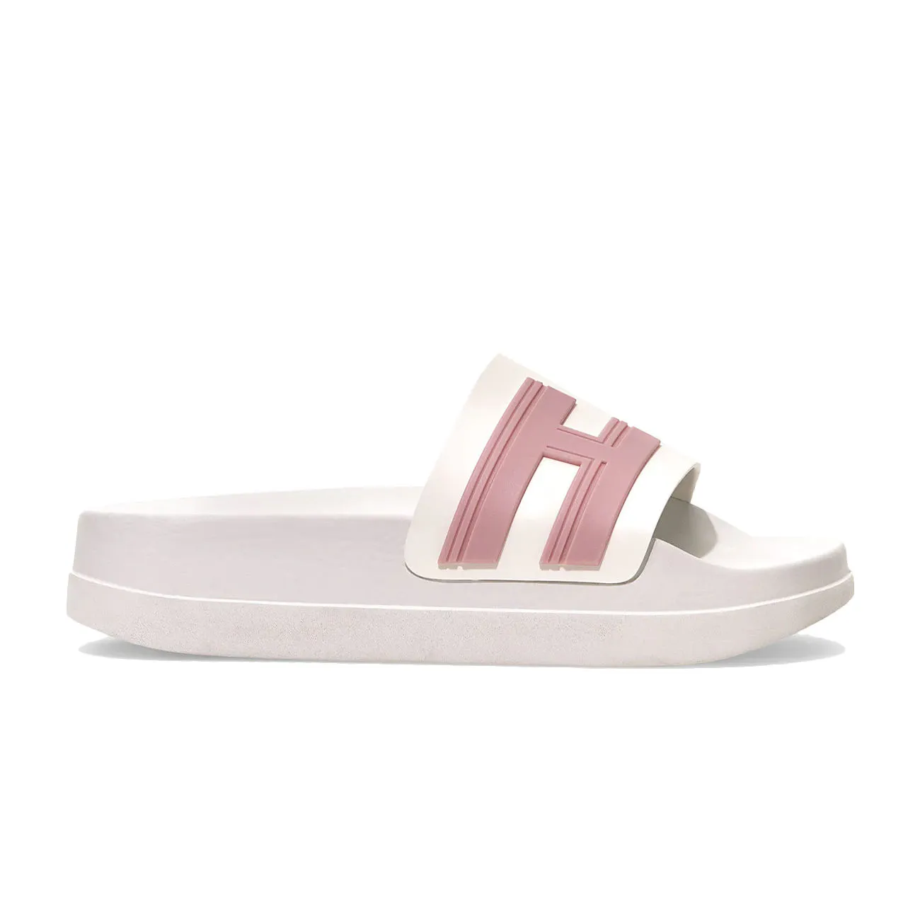 3R Women's White Pink Recycled Rubber Slides