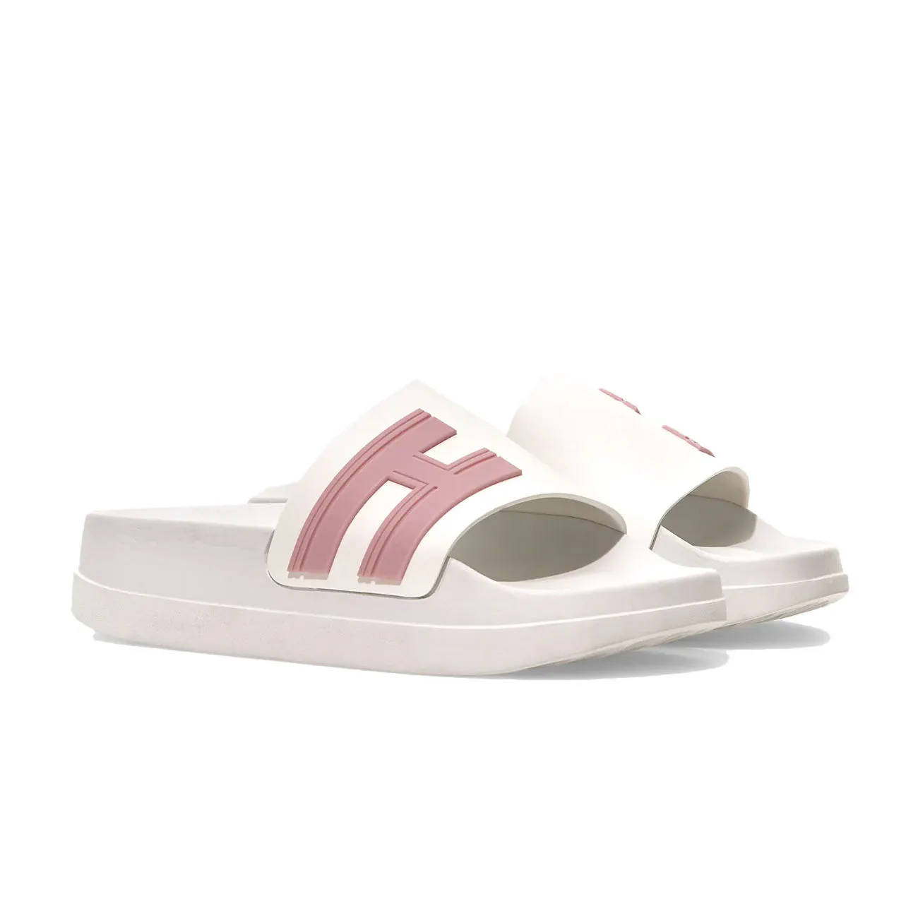 3R Women's White Pink Recycled Rubber Slides