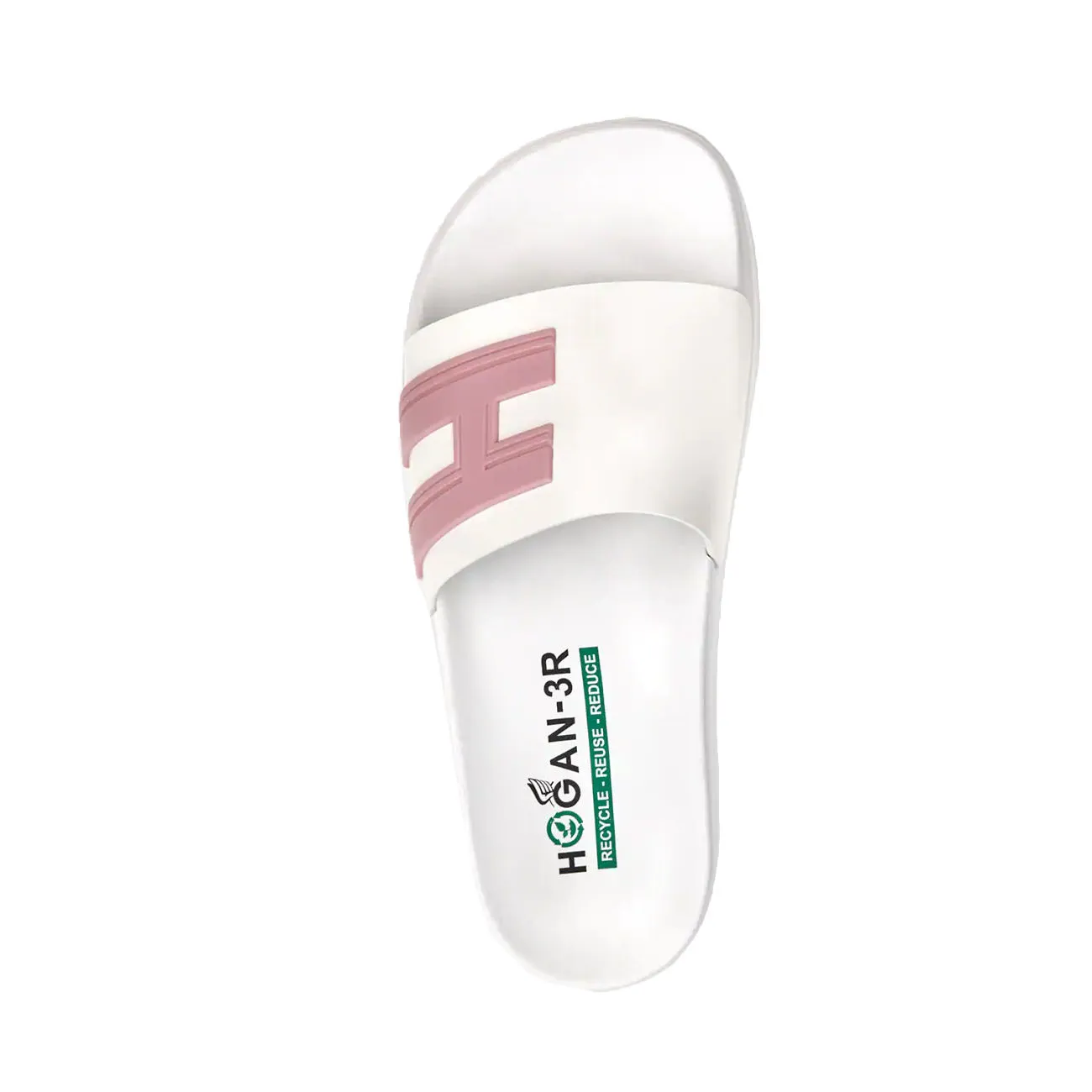 3R Women's White Pink Recycled Rubber Slides