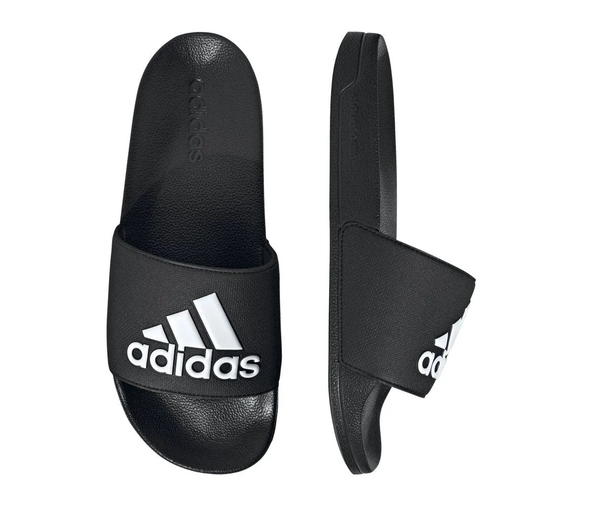 Men's Black and White Adidas Adilette Shower Slides