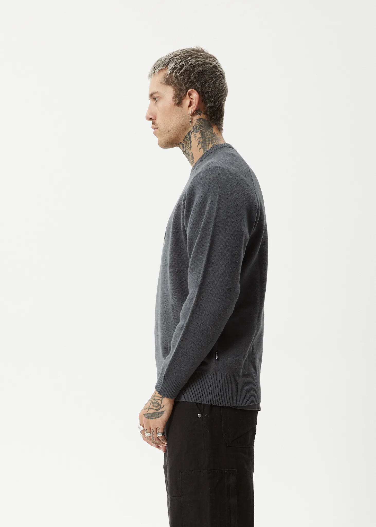 AFENDS Men's Charcoal Raglan Knit - Let It Grow