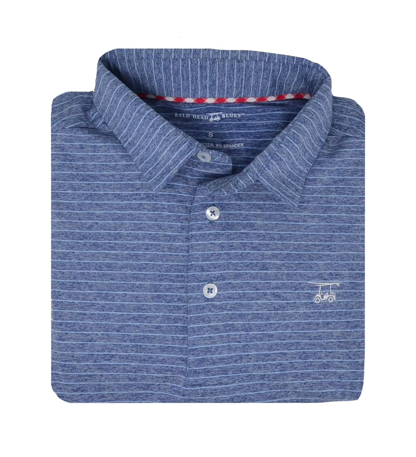 Albatross Polo Shirt - Heather Medieval with Bell Pinstripes