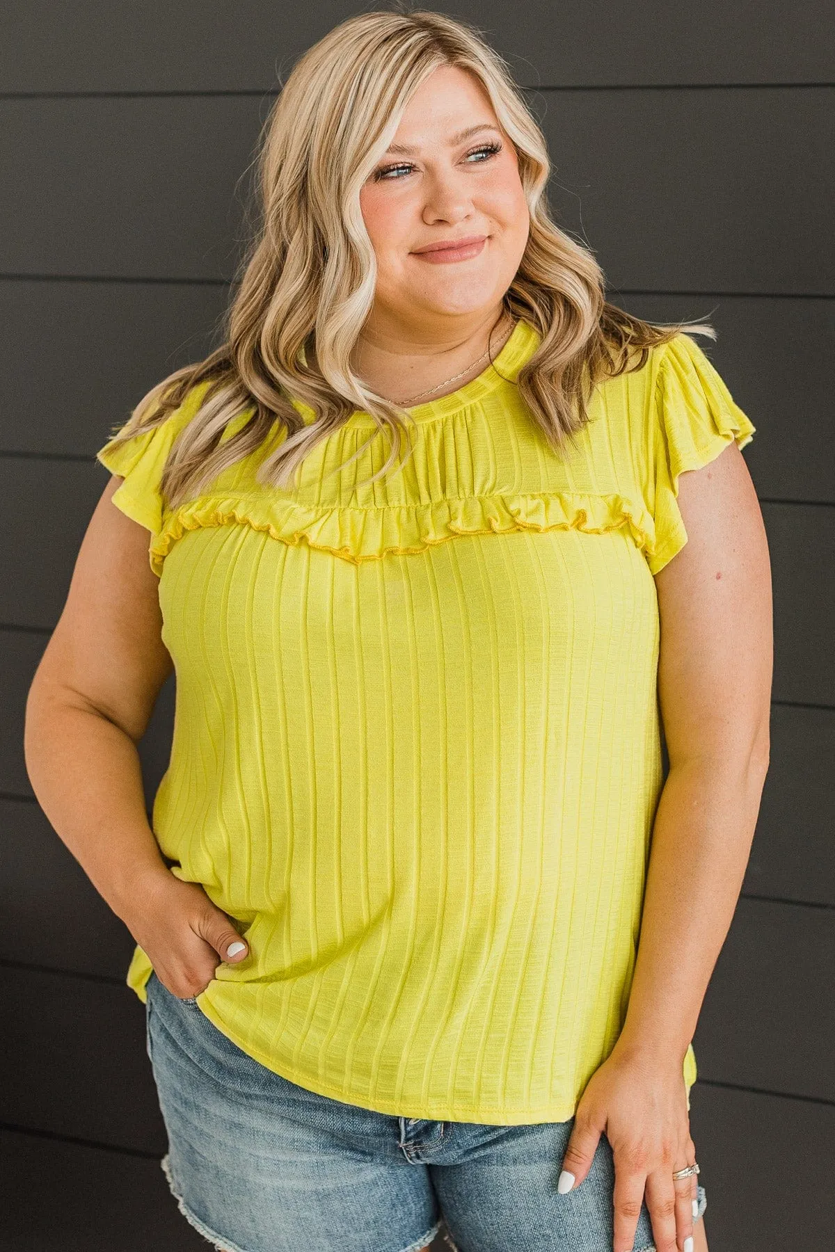 Bright Yellow Knit Ruffle Top That Will Amaze