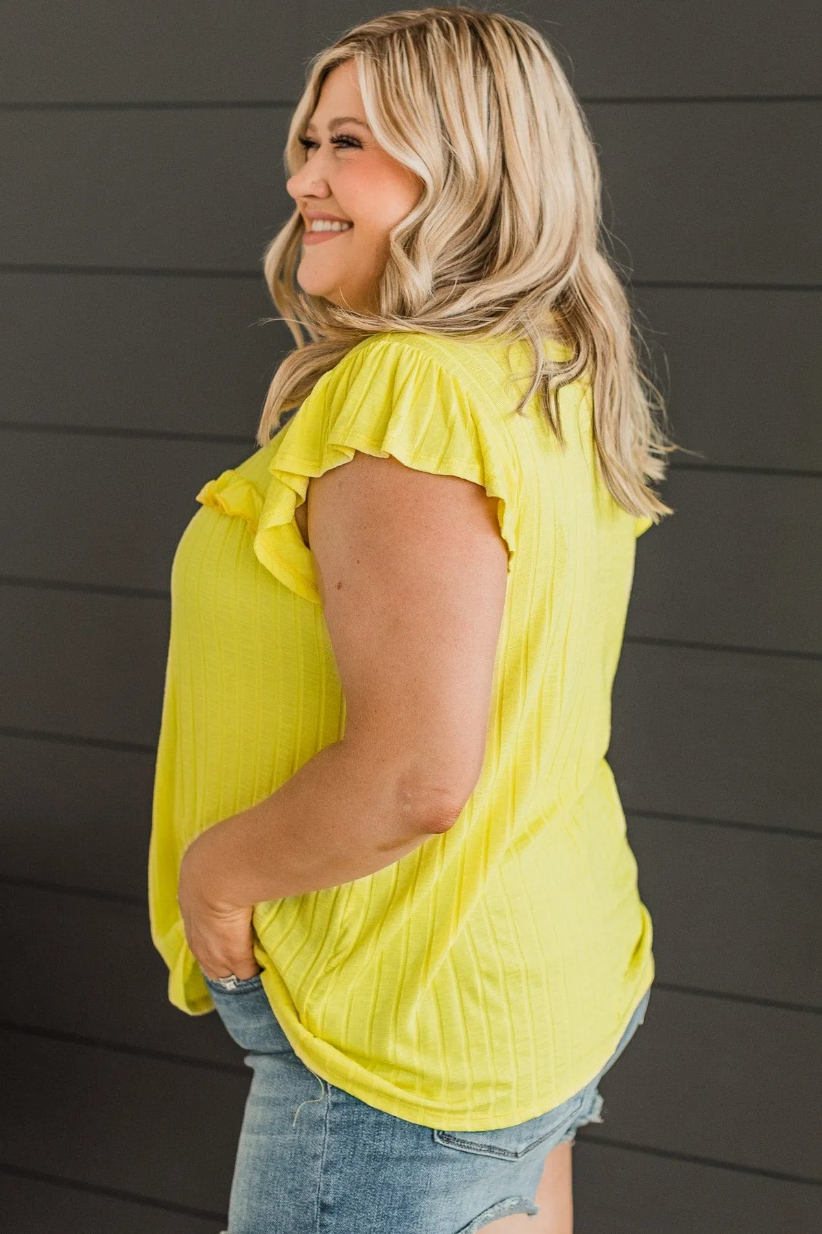 Bright Yellow Knit Ruffle Top That Will Amaze