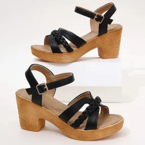 Ankle Strap High Heels Sandals Weave Cross Band Women