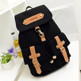 Teenage Girl Canvas School Backpack with Korean Style - Dual College Shoulder Bag for Leisure