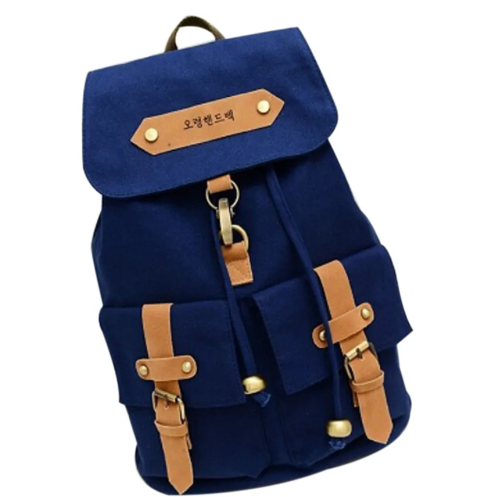 Teenage Girl Canvas School Backpack with Korean Style - Dual College Shoulder Bag for Leisure