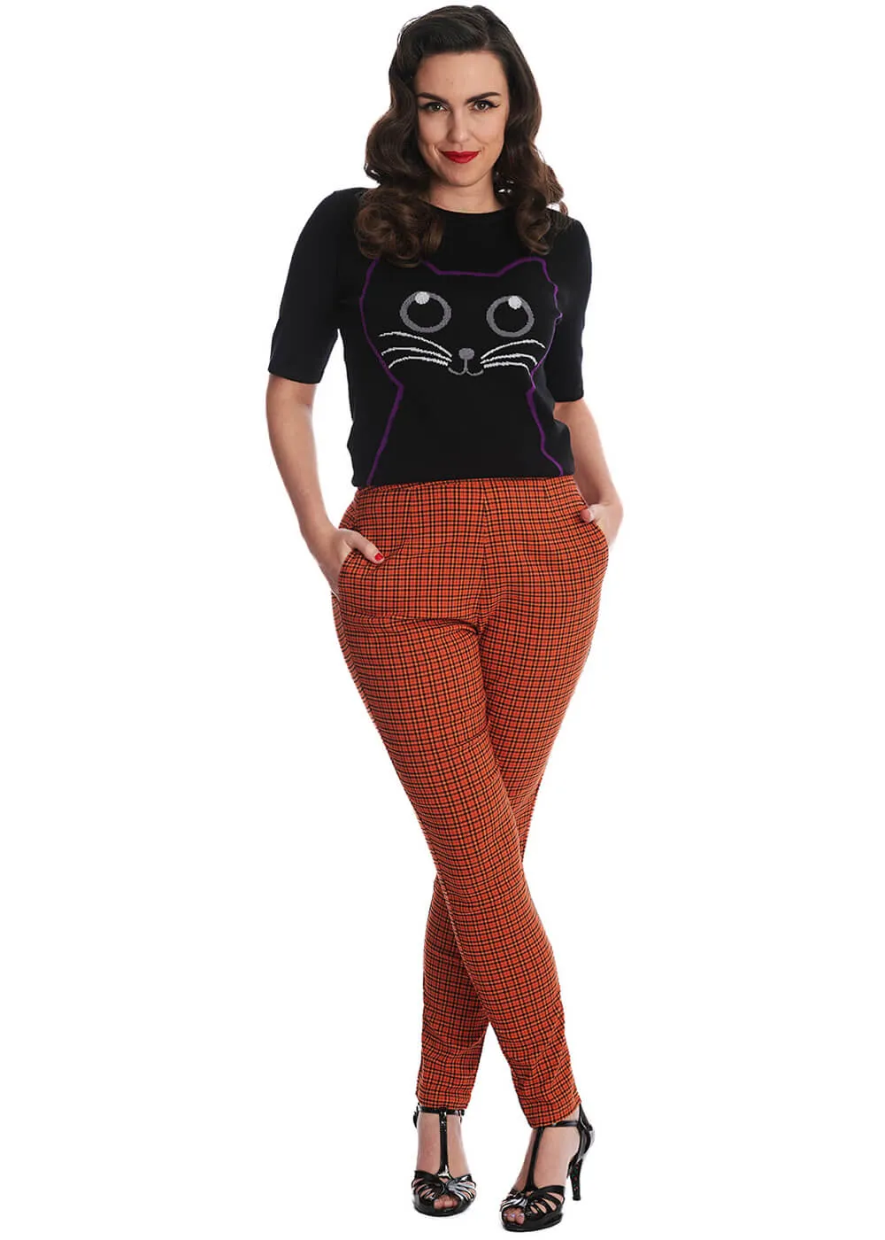 Black 40s Jumper with Kitty Cat Design - Banned