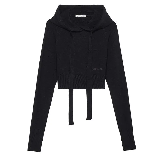 Black Crop Sweatshirt for Women