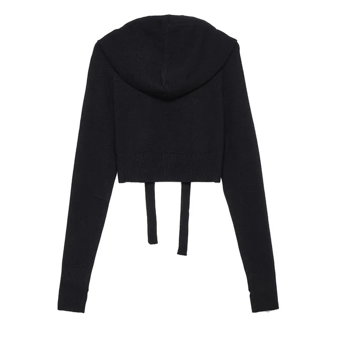 Black Crop Sweatshirt for Women