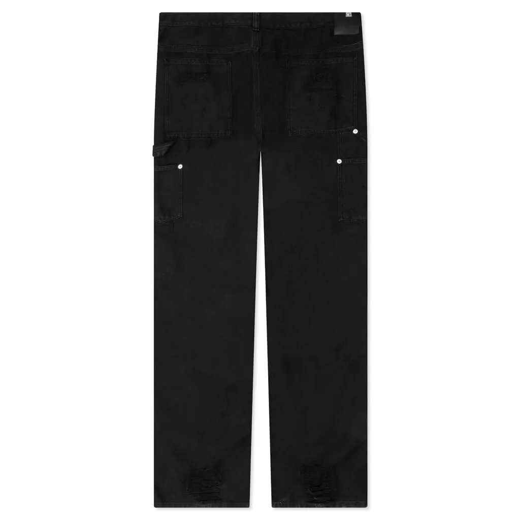 Black Distressed Carpenter Pants