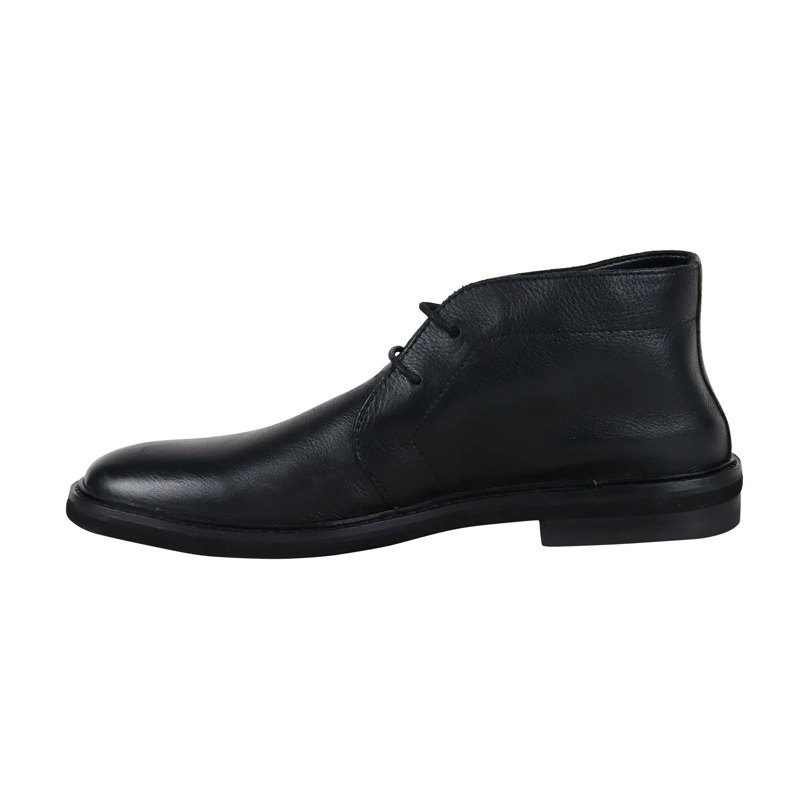 Black Leather Lace Up Chukkas Boots for Men by Dezmin Mid in Boston