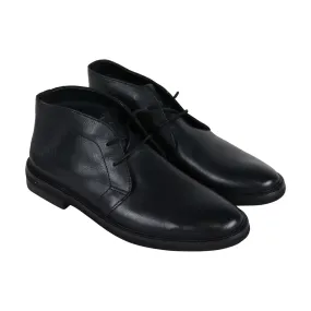 Black Leather Lace Up Chukkas Boots for Men by Dezmin Mid in Boston