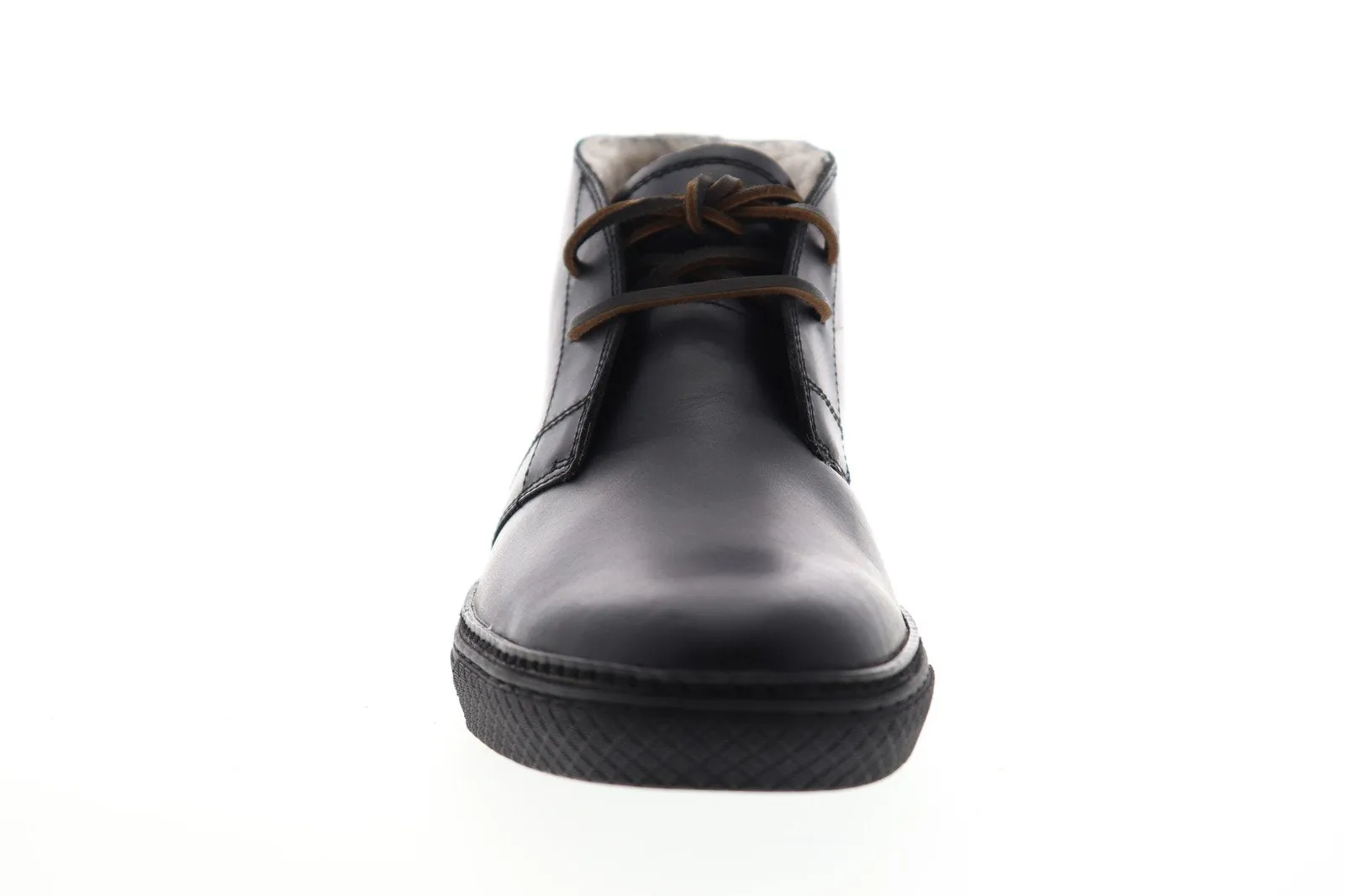 Black Leather Mid Top Lace Up Chukka Boots for Men - Frye Essex 81316