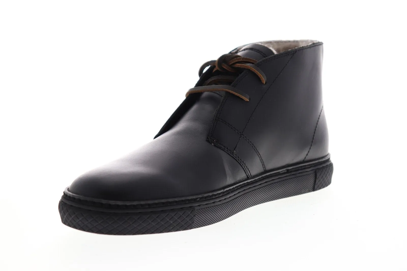 Black Leather Mid Top Lace Up Chukka Boots for Men - Frye Essex 81316