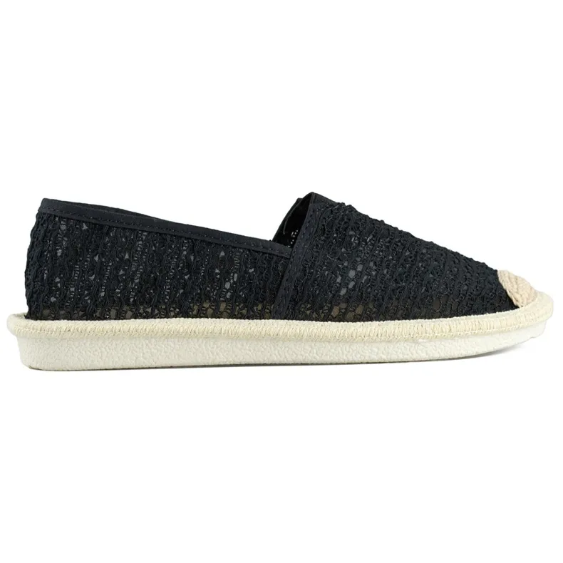 Breathable black mesh espadrilles for women