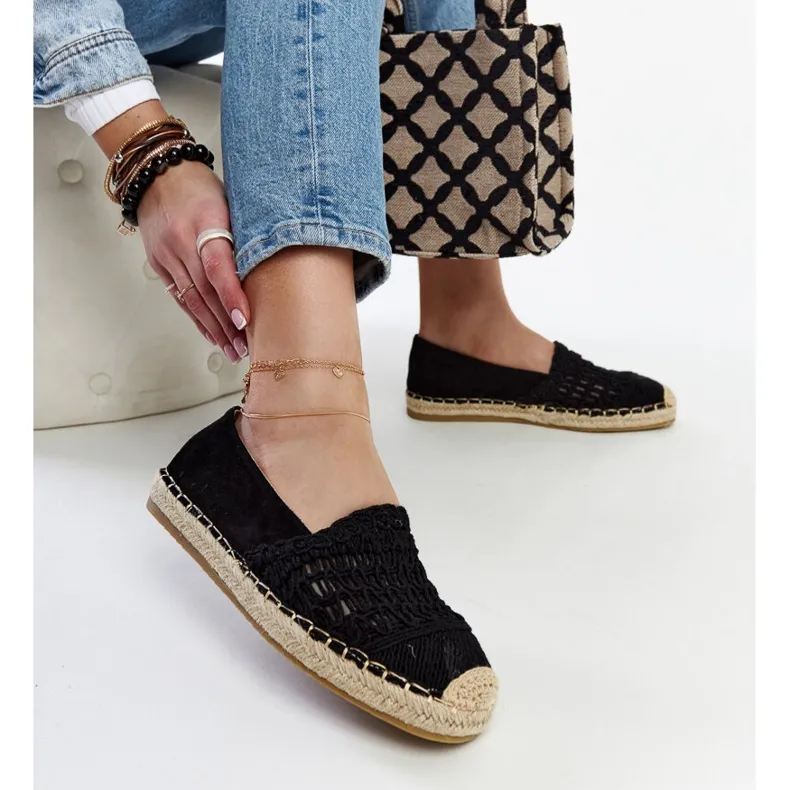 Stylish black openwork espadrilles by Gordana