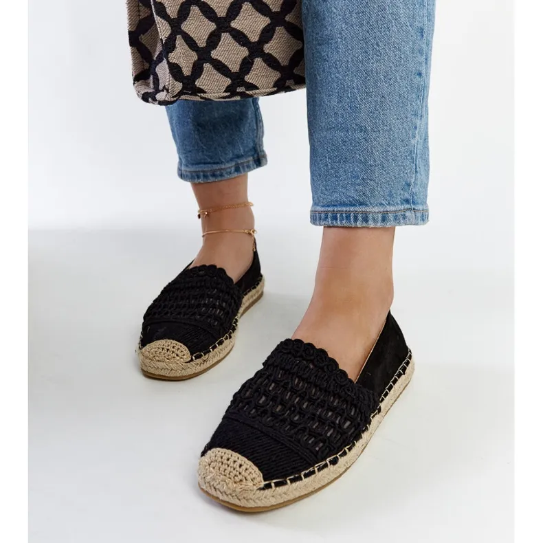 Stylish black openwork espadrilles by Gordana