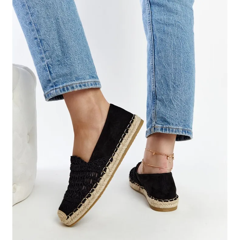 Stylish black openwork espadrilles by Gordana