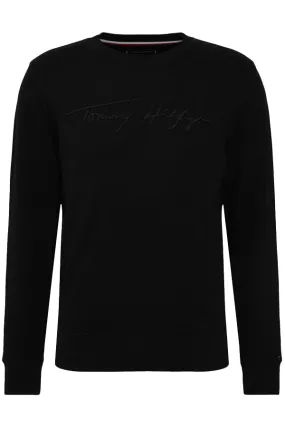 Black Tommy Hilfiger Sweatshirt with Italics Logo.