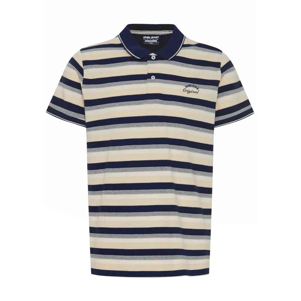 Blend Crockery Polo - Navy/Beige Stripe