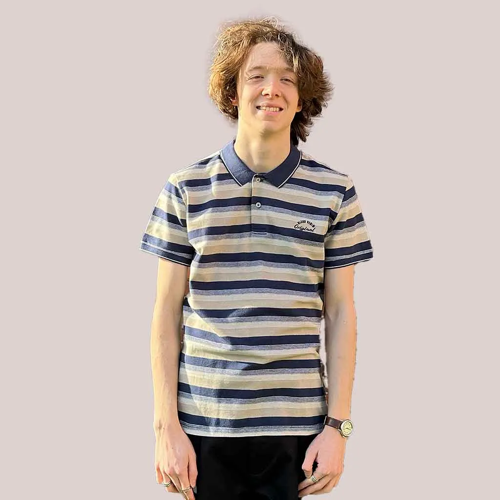 Blend Crockery Polo - Navy/Beige Stripe