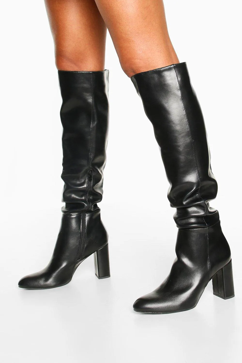 Block Heel Knee High Boots