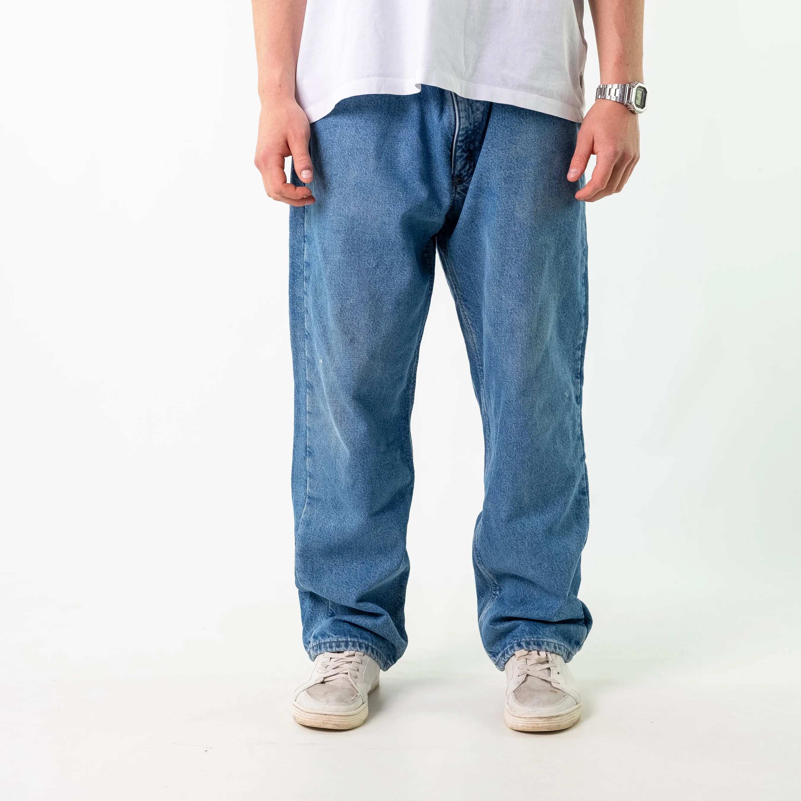 Blue 90s Carhartt Denim Carpenter Jeans Baggy Pants (38x30)