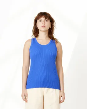 Blue Giza Ribbed Tank Top