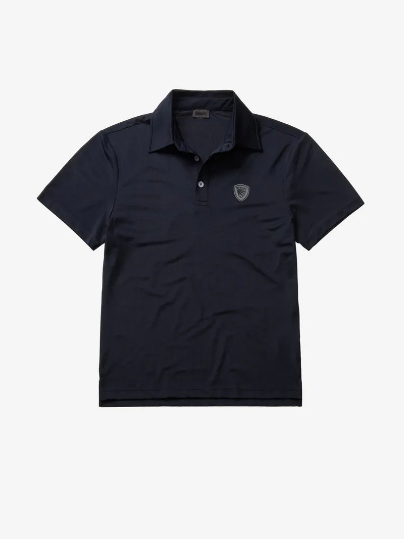 Blue Men's Polo Shirt in Pique Stretch Fabrics - 23SBLUT02410 006526