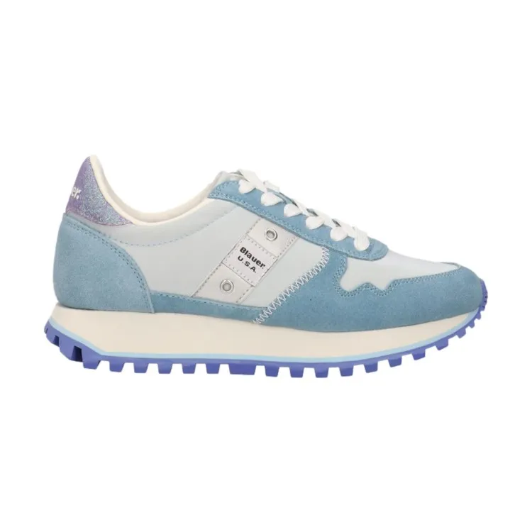 Blue S4MILLEN01/LEM Women's Lace-Up Sneakers in Azure color.