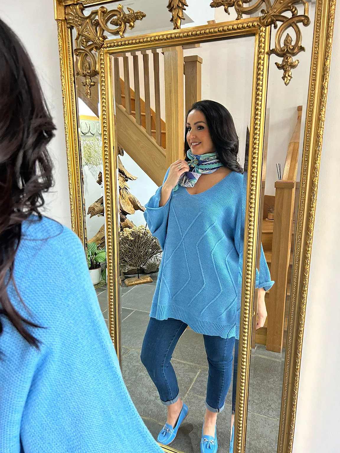 Blue Zigzag Knit Carmen - Shop Now