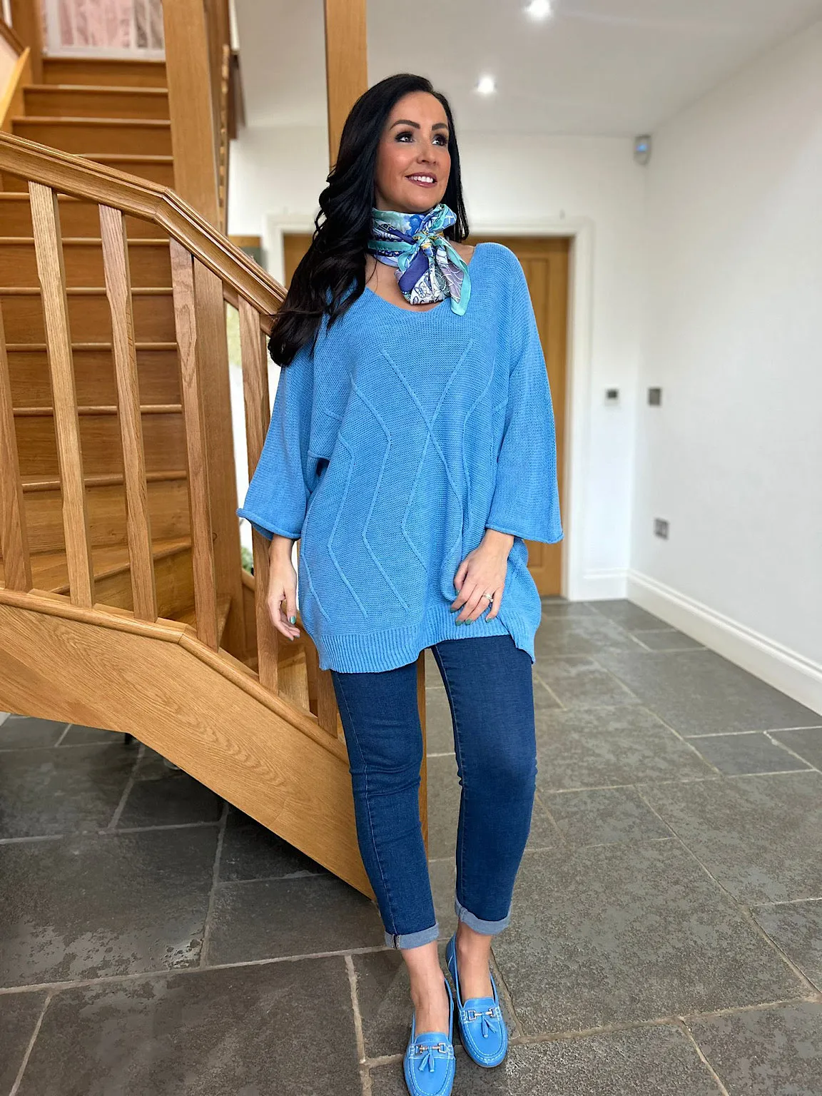 Blue Zigzag Knit Carmen - Shop Now