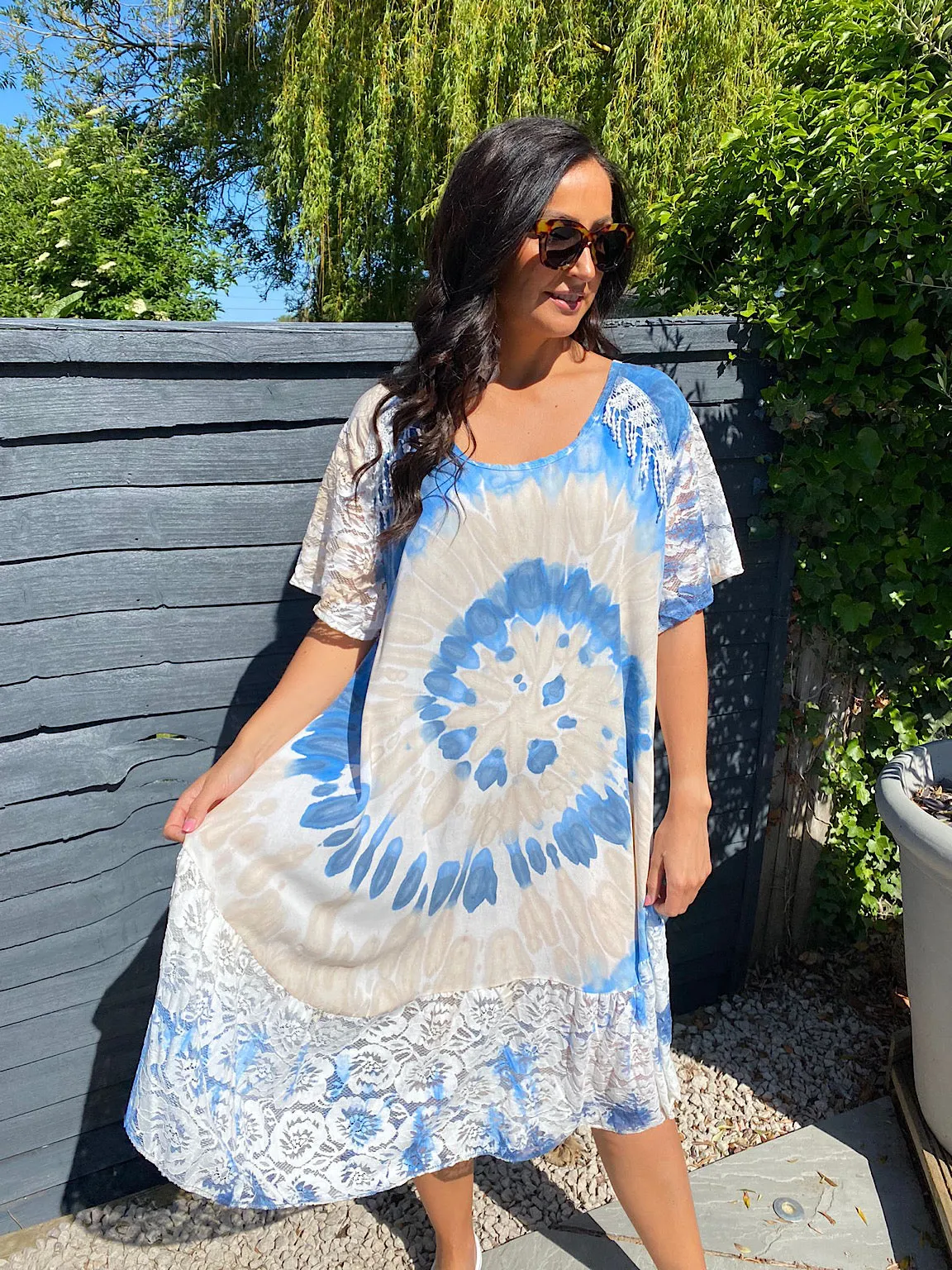 Boho Tie Dye Tassel Off Shoulder Maxi Dress - Kristina