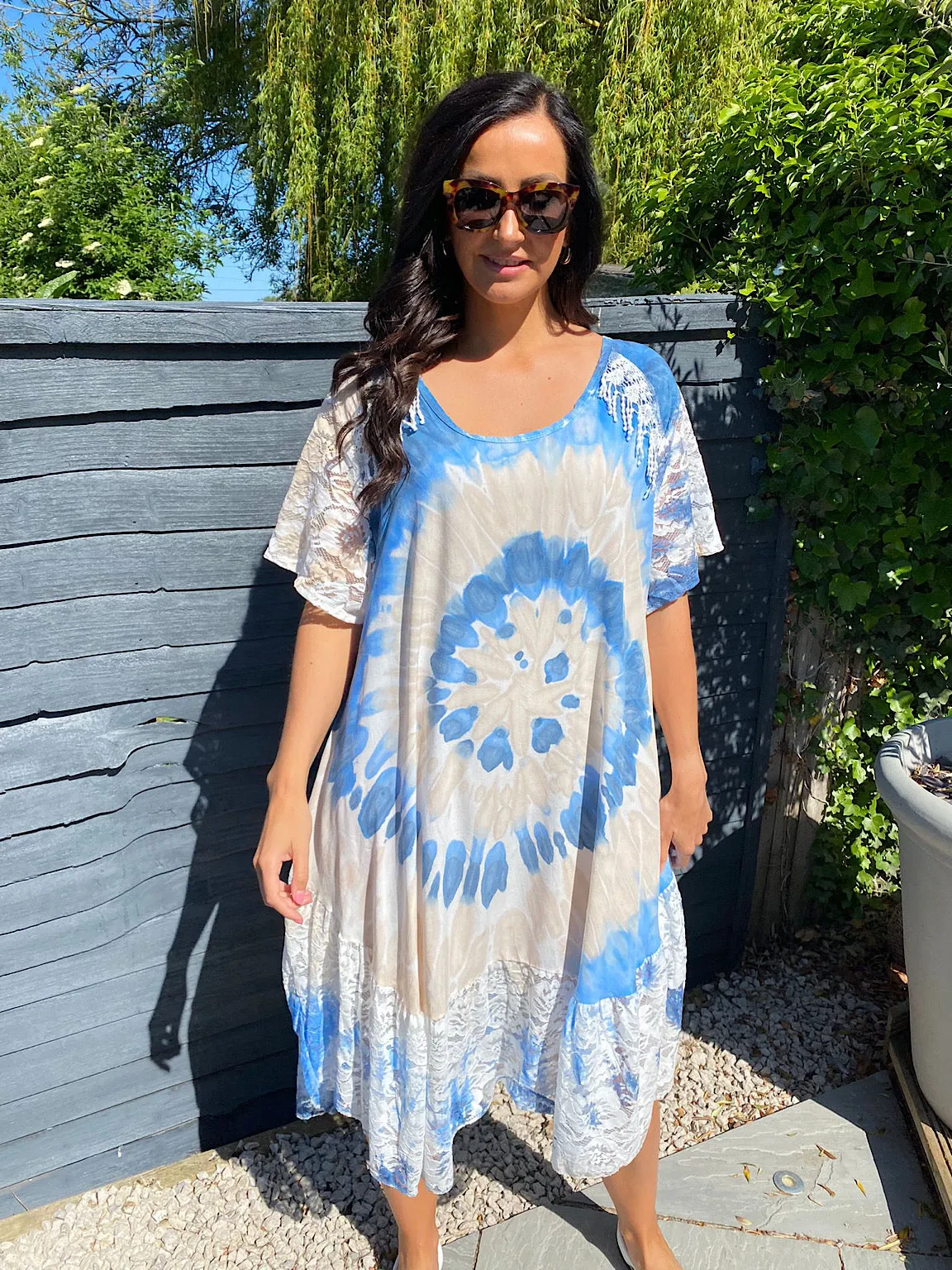 Boho Tie Dye Tassel Off Shoulder Maxi Dress - Kristina