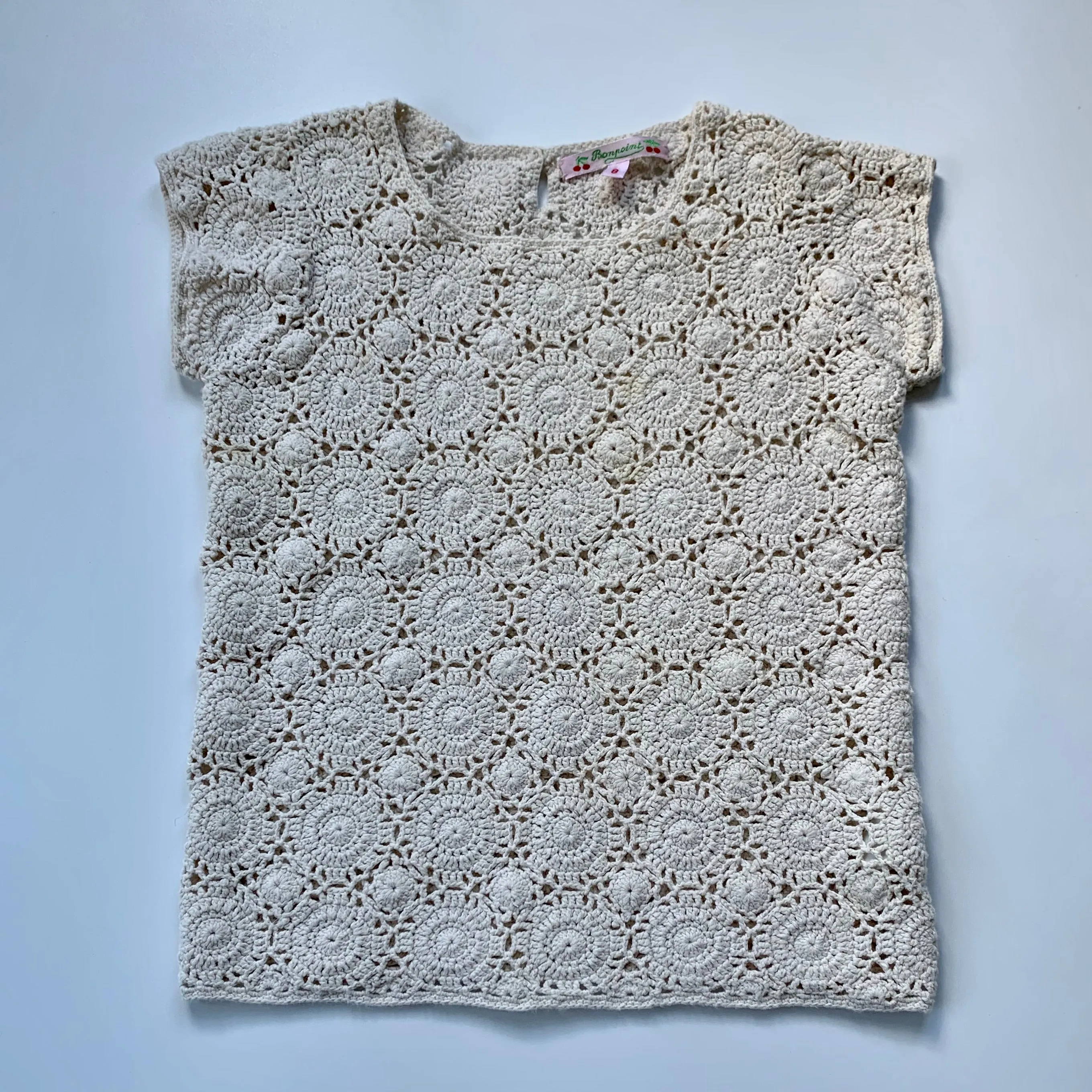 Bonpoint Cream Crochet Top for 8-Year-Olds