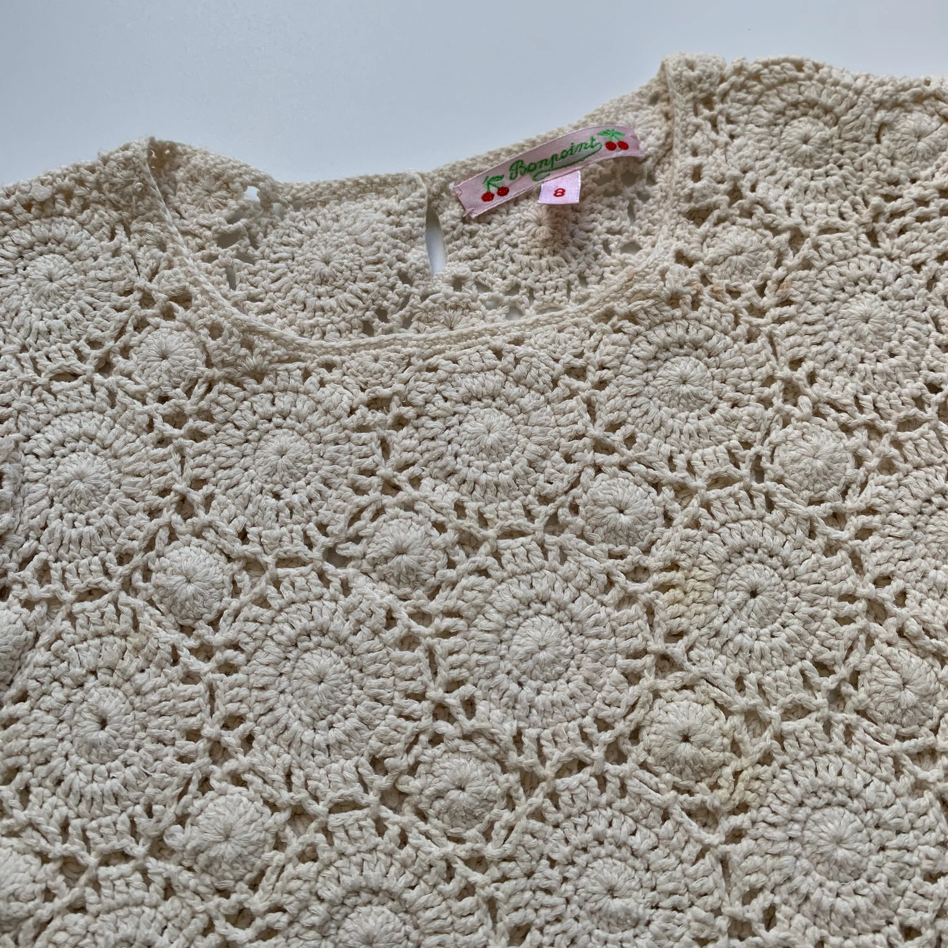 Bonpoint Cream Crochet Top for 8-Year-Olds