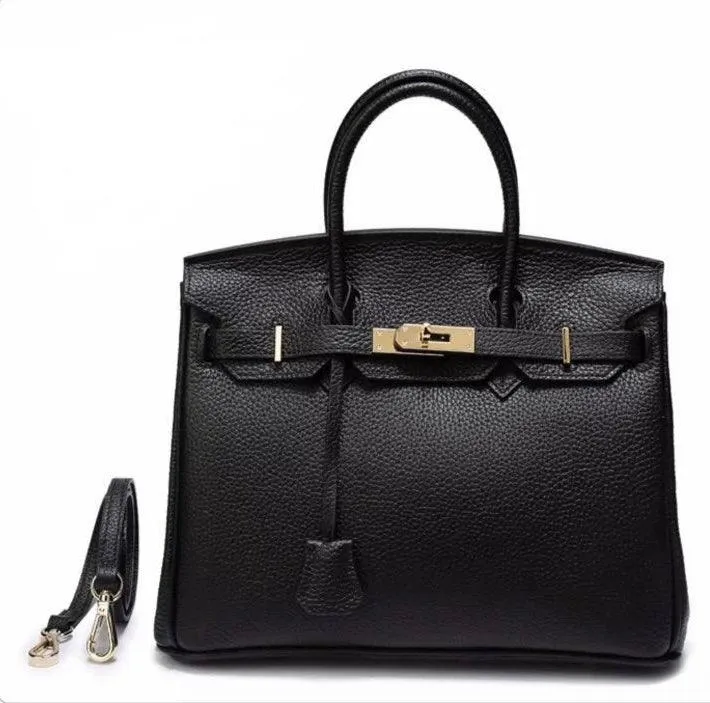 Brielle Togo Leather designer handbag with padlock - High-end luxury fashion accessory.