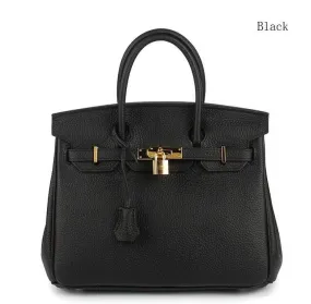 Brielle Togo Leather designer handbag with padlock - High-end luxury fashion accessory.