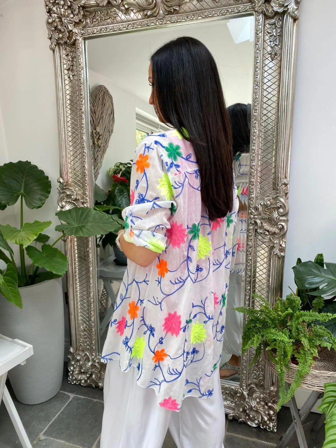 Vibrant Botanical Print Blouse