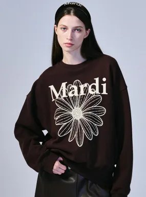 Brown cream sweatshirt with flower design.