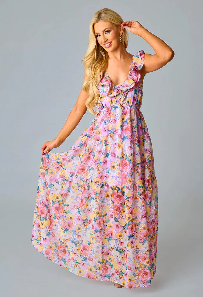 Ruffle Shoulder Maxi Dress