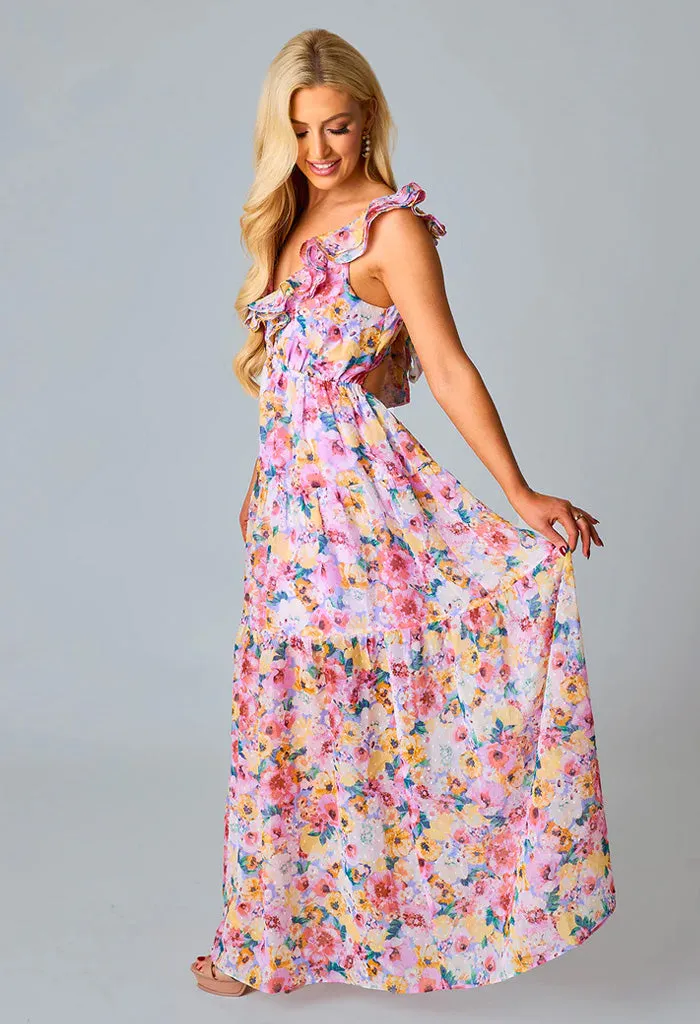 Ruffle Shoulder Maxi Dress