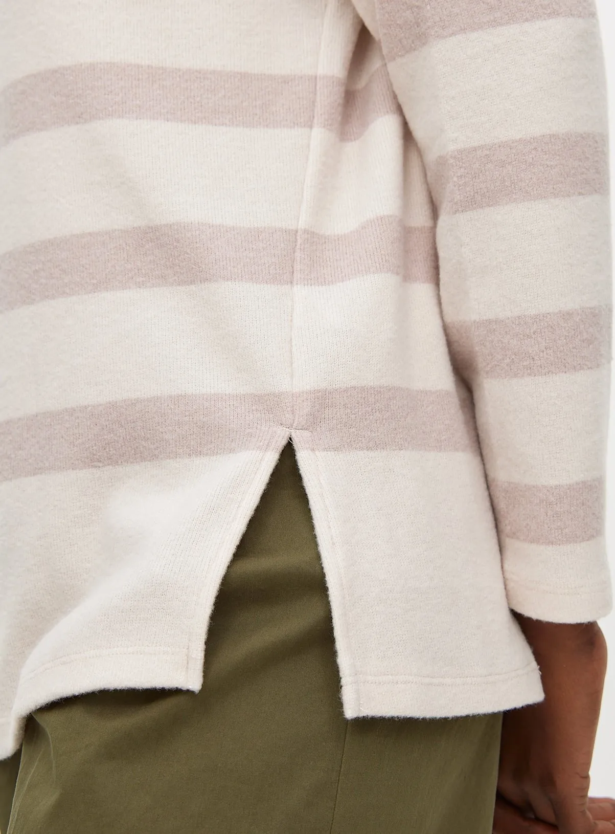 Beige Stripe Soft Touch Crew Neck Jumper XXL