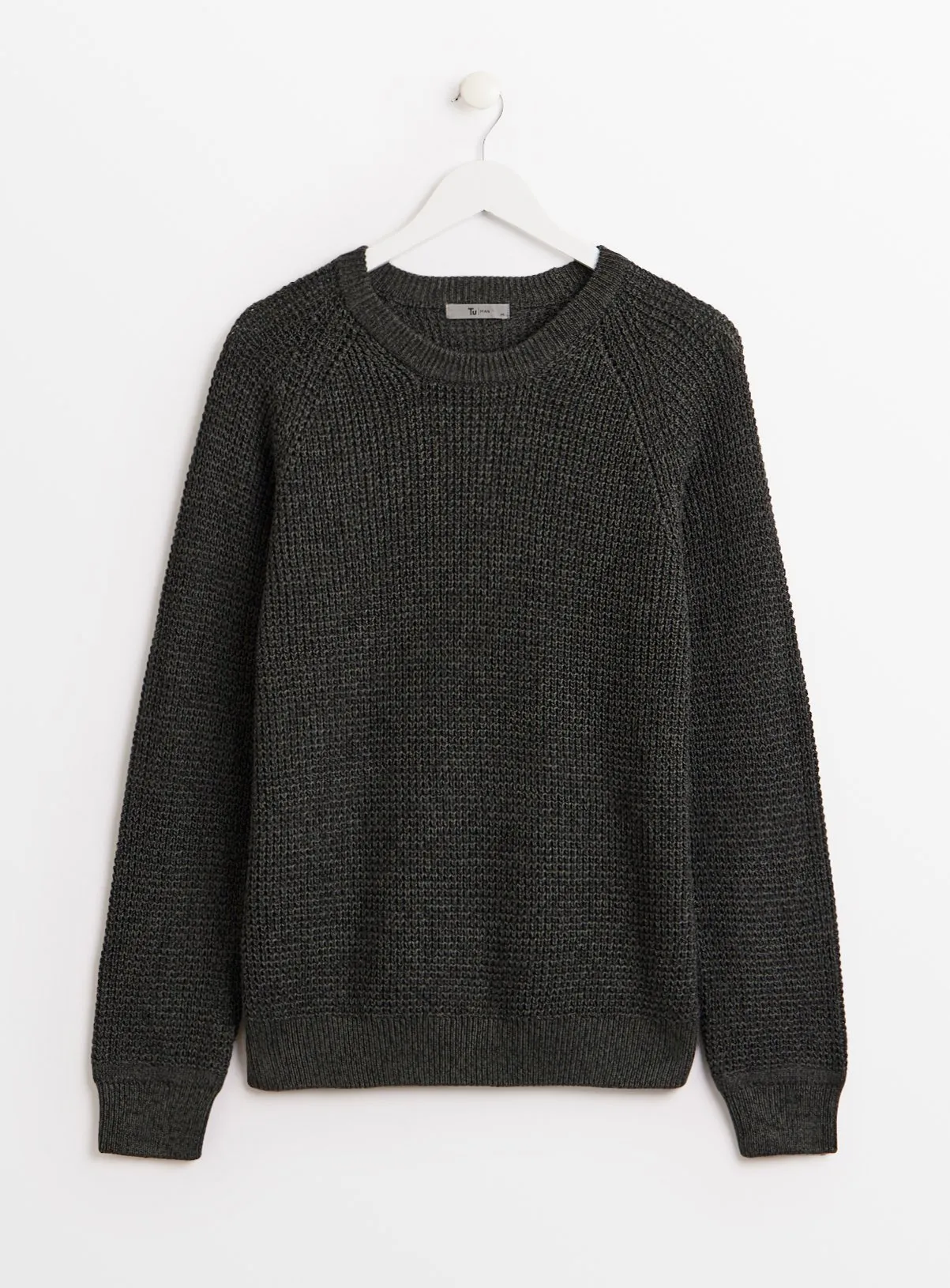 XL Charcoal Twist Knit Crew Neck Jumper