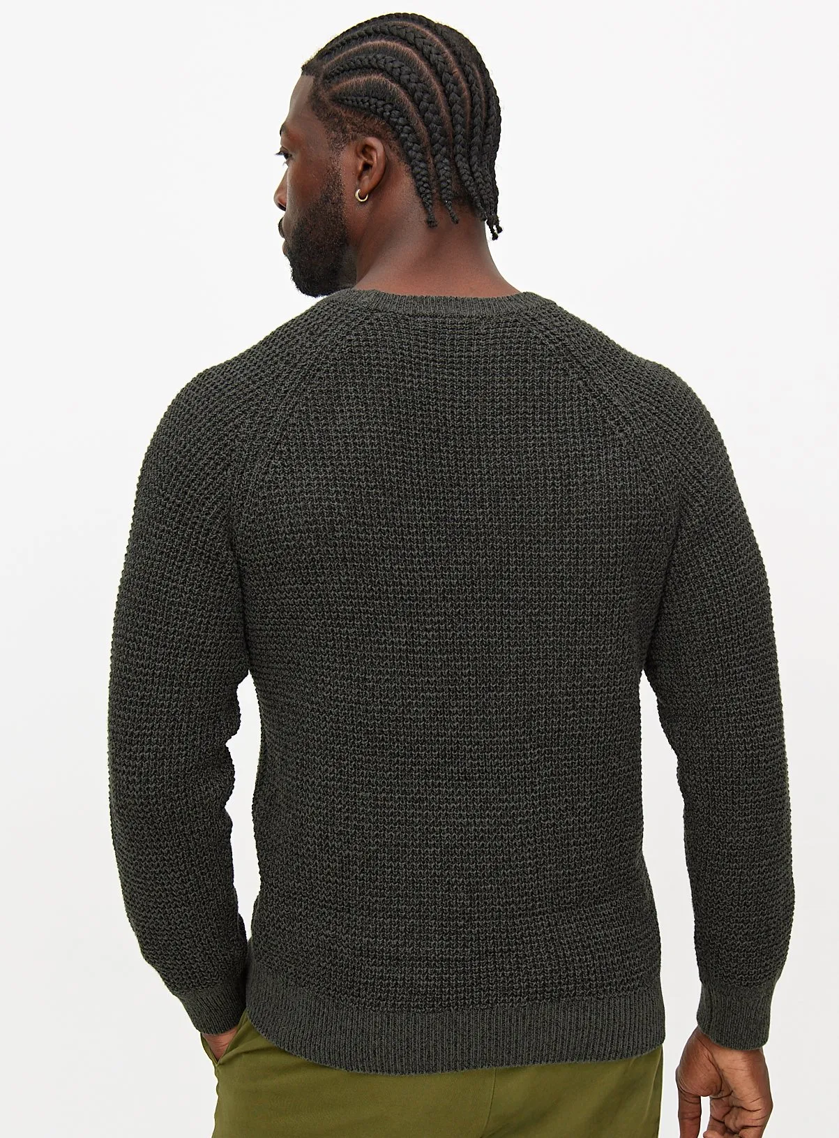 XL Charcoal Twist Knit Crew Neck Jumper