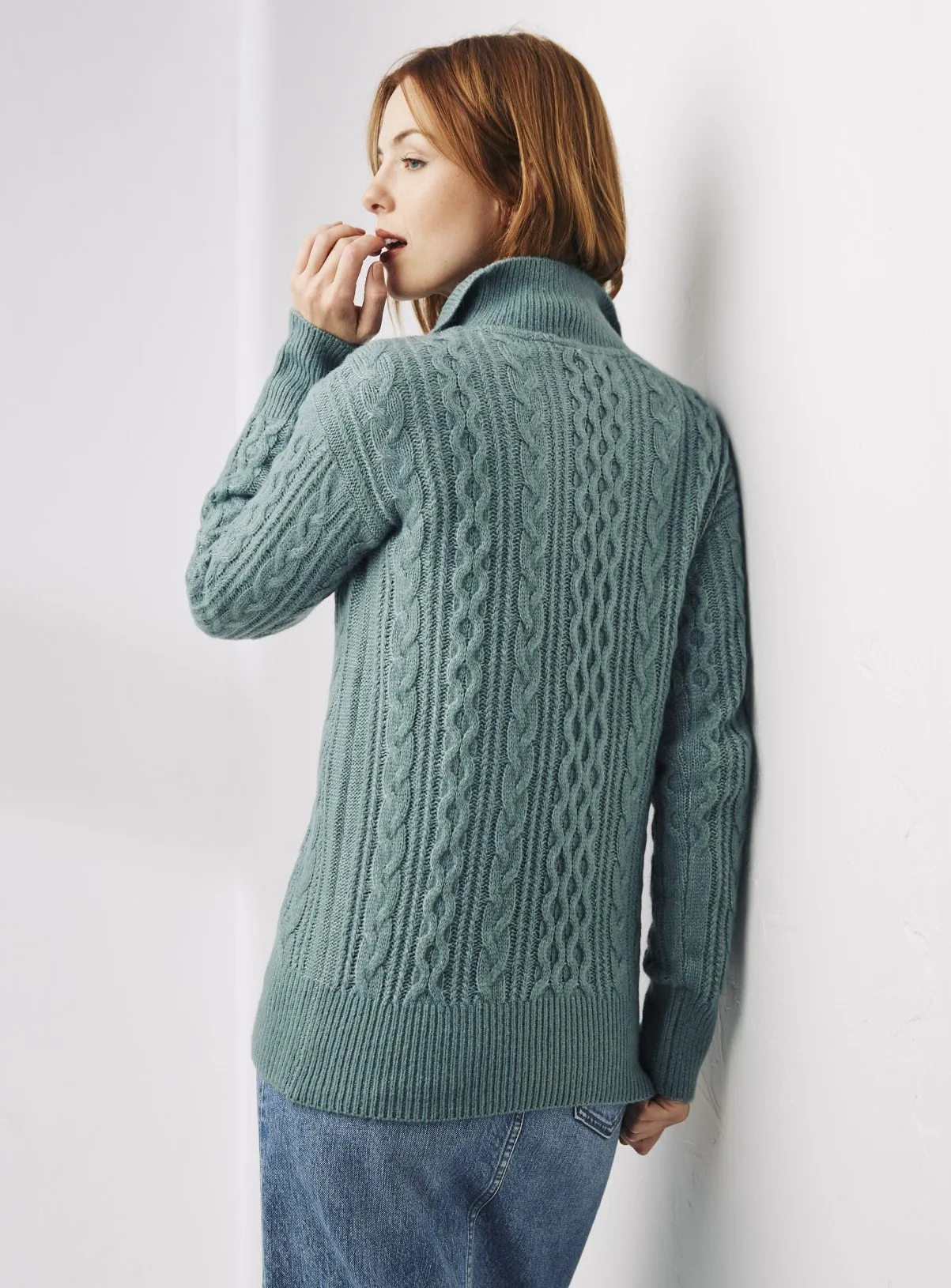 FATFACE Green Heather Half Neck Jumper - 6